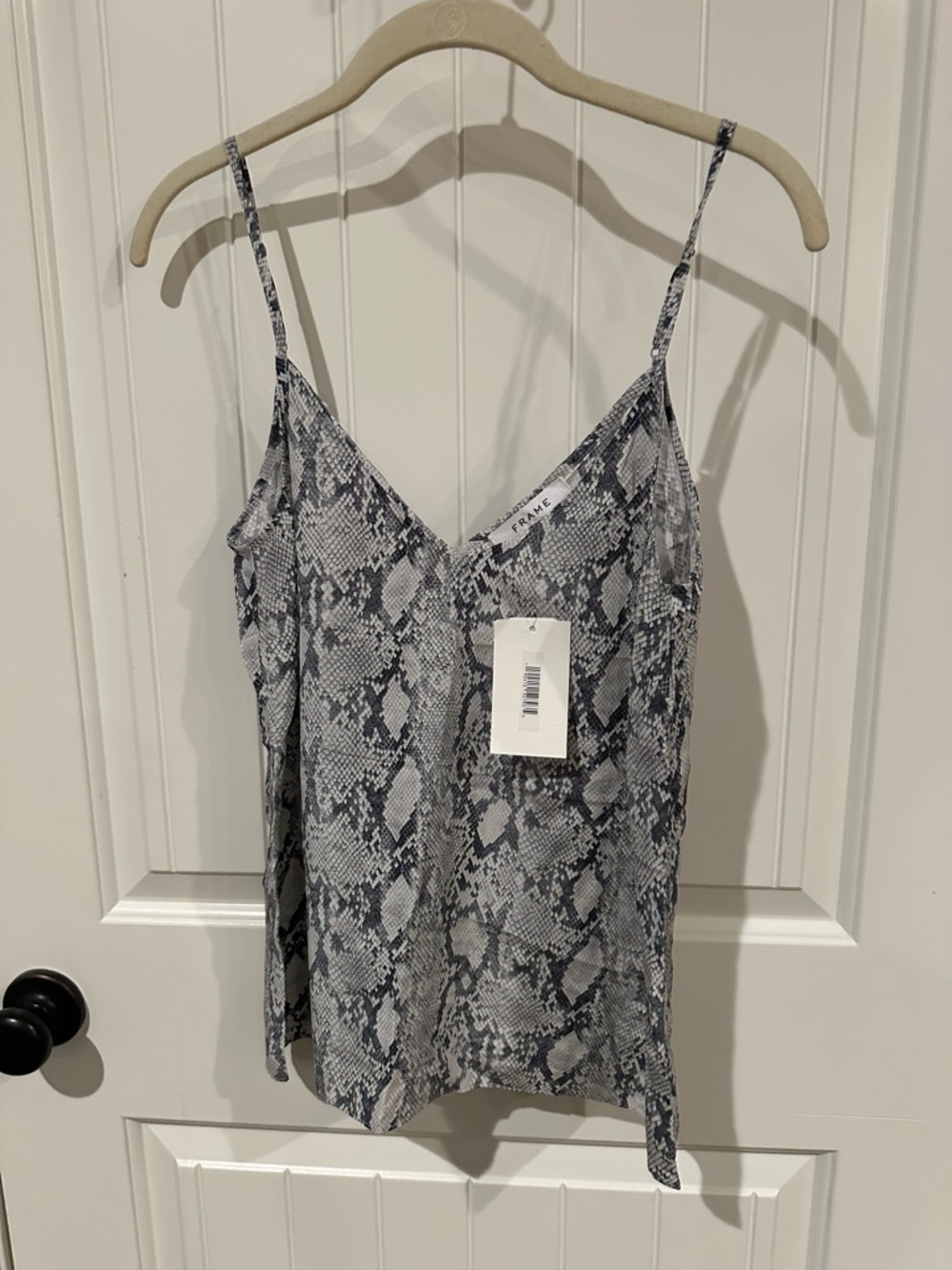 Frame Denim Grey Snake-Print Cami Top